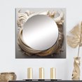 thumbnail image 1 of Designart "Delicate White Whirling Vision" Abstract Spirals Square Mirror Wall Decor Transitional - Large Gold Square Bathroom Mirror - Square Printed Wall Mirror Art, 1 of 5