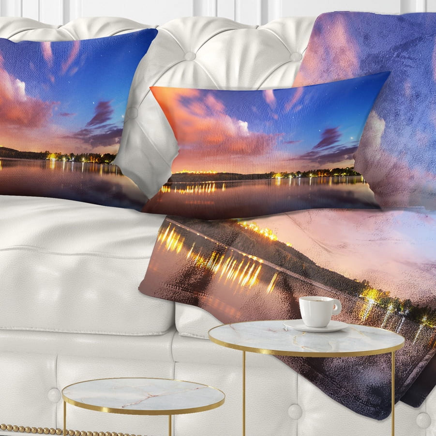 Designart Delighted Reflection in River - Landscape Photography Throw Pillow - 12x20
