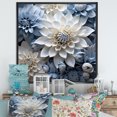 thumbnail image 1 of Designart "Delightful Blossom Of Blue And White Dahlias I" Dahlia Floater Framed Canvas Art Print, 1 of 5
