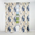thumbnail image 1 of Designart "Delightful Cobalt Cameos" Floral Blackout Curtain Panels, 1 of 4
