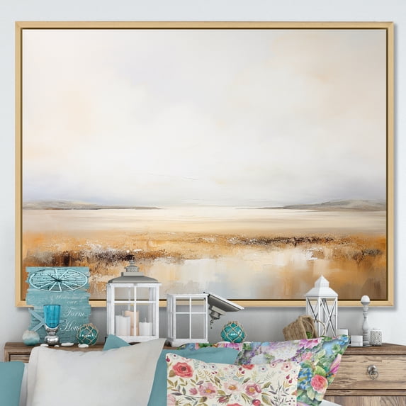 Designart "Delightful Country Charm In Minimalistic Prairies" Prairies Floater Framed Canvas Art Print