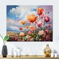 thumbnail image 1 of Designart "Denmark Multicolor Tulip landscapes I" Floral Metal Art Living Room, 1 of 5