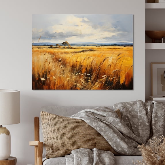Designart "Denmark Yellow landscapes Of Gold" Farmhouse Metal Art Print