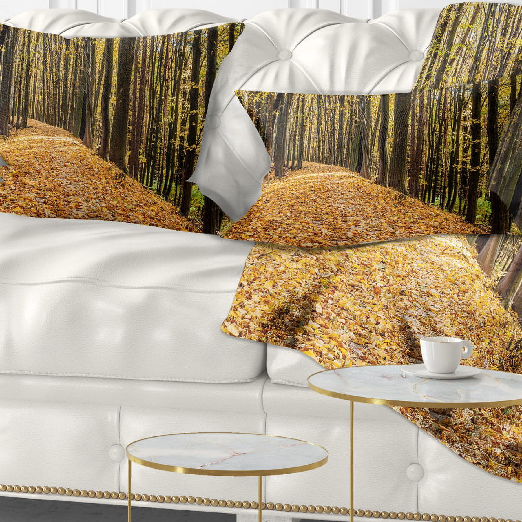 Designart Dense Autumn Forest Woods - Modern Forest Throw Pillow - 12x20