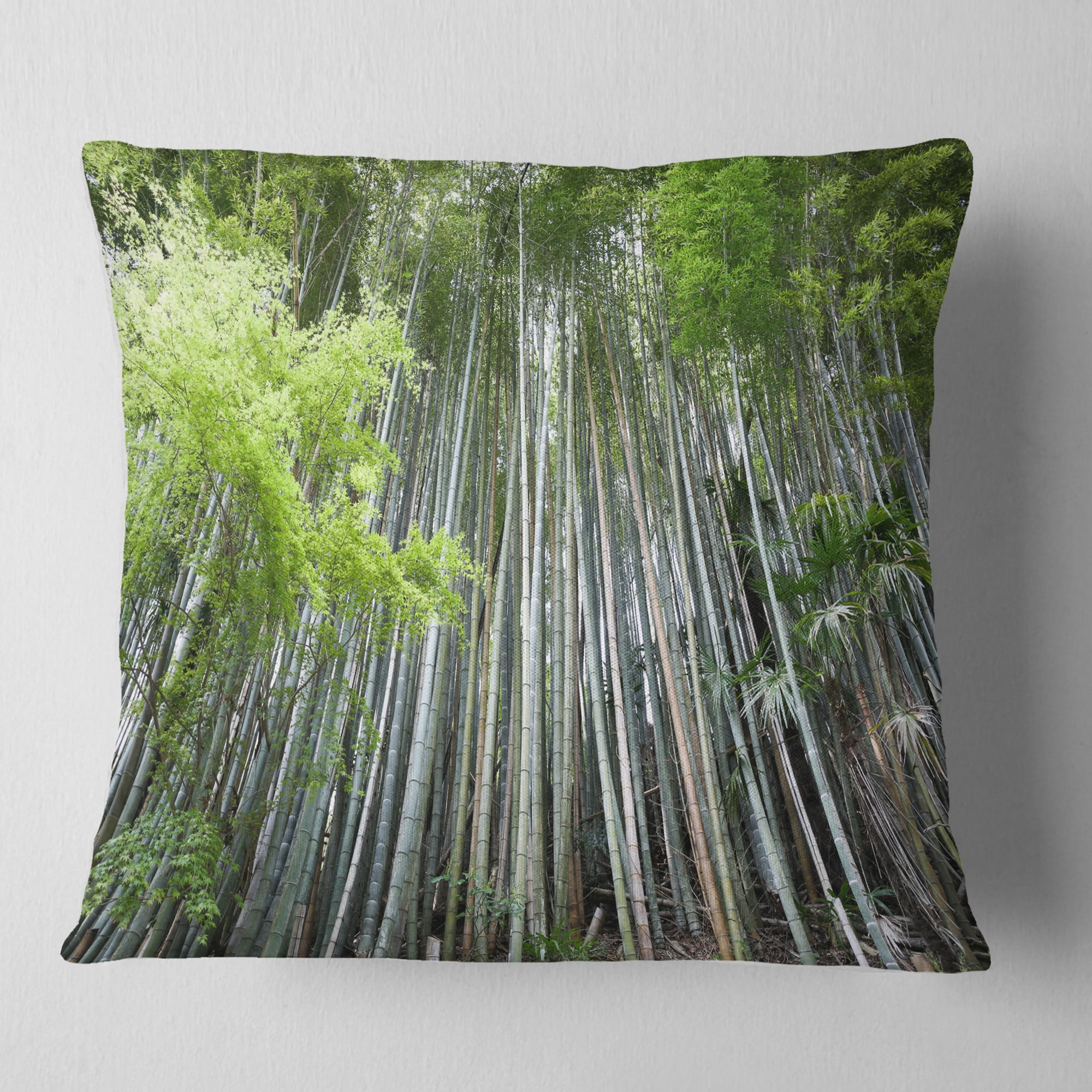 Designart Dense Bamboo Forest of Japan - Forest Throw Pillow - 18x18