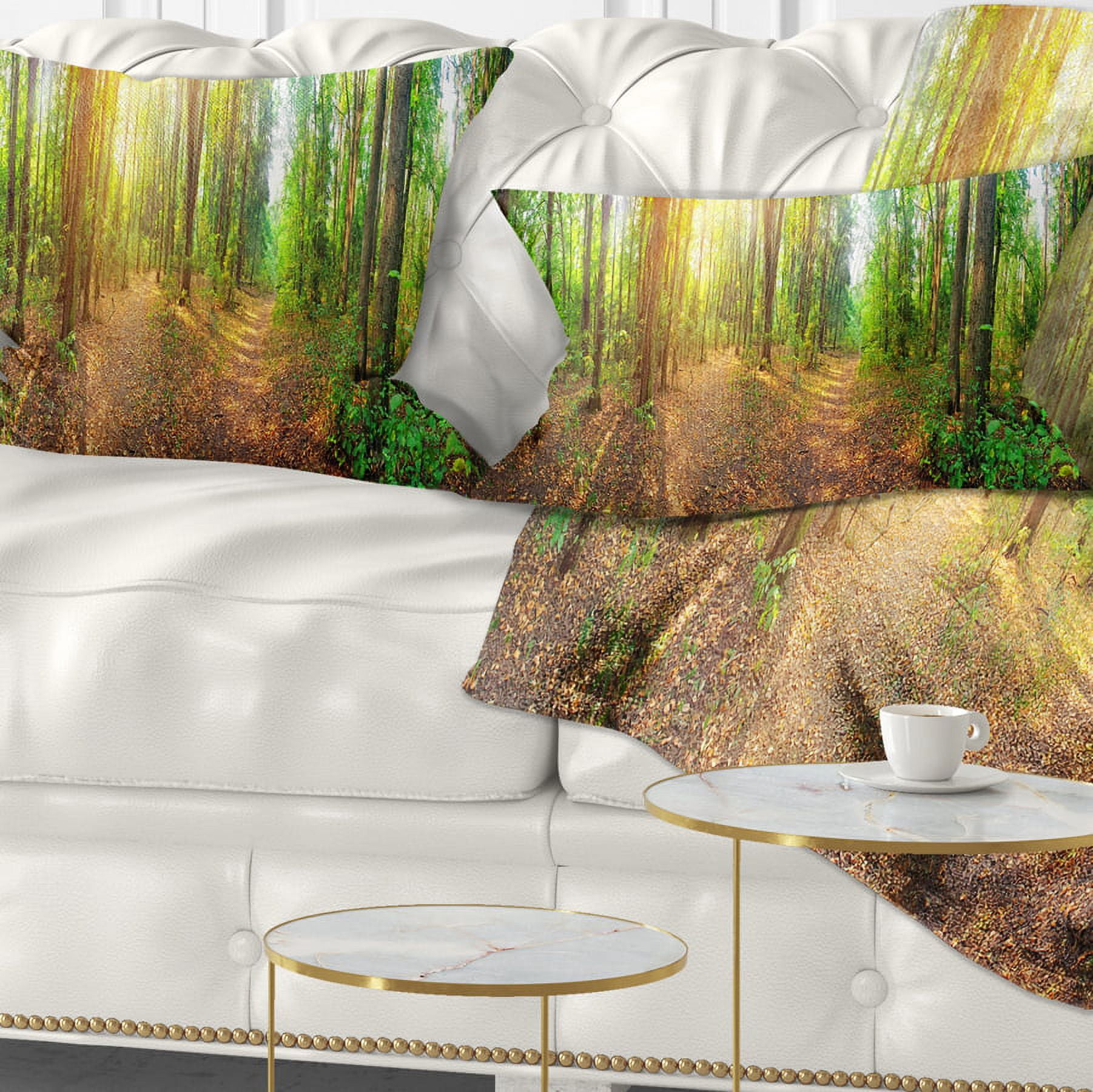 Designart Dense Forest Panorama - Landscape Printed Throw Pillow - 12x20