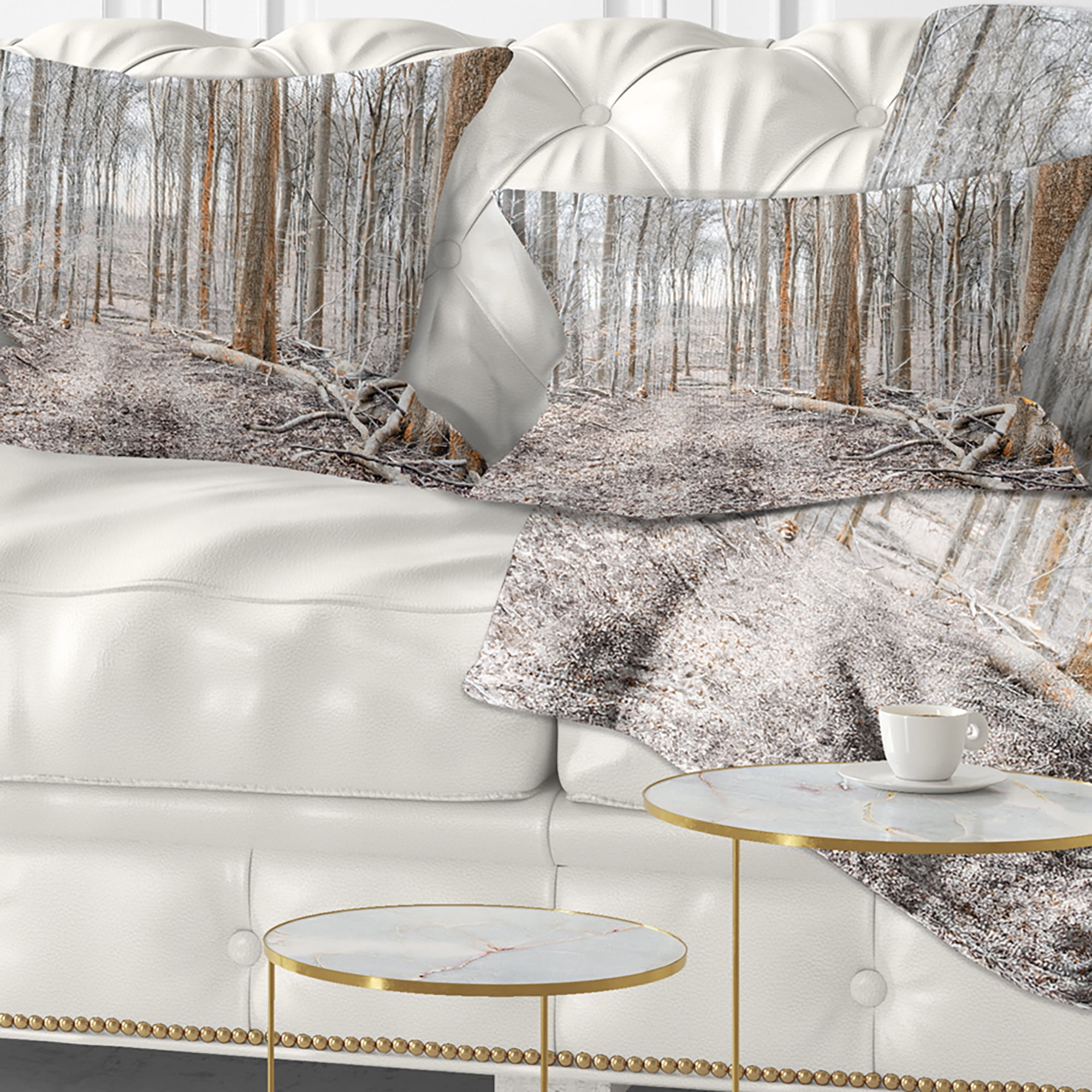 Designart Dense Forest in the Winter Photography - Modern Forest Throw Pillow - 12x20
