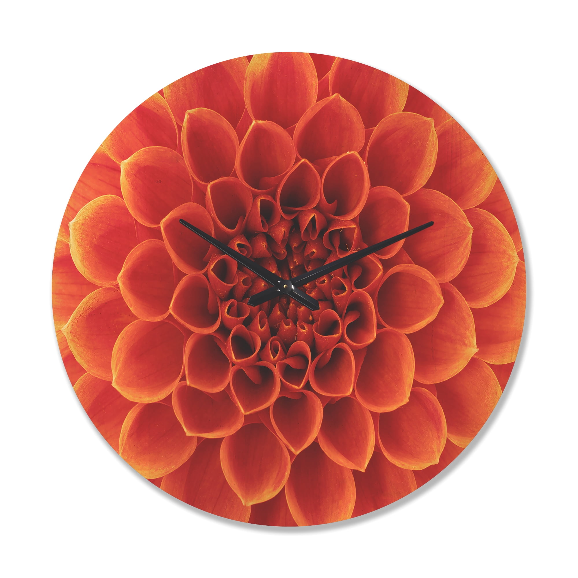 Designart 'Dense Petals With Brown Flower' Modern Wood Wall Clock