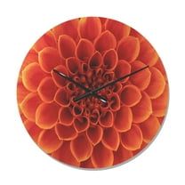 Designart 'Dense Petals With Brown Flower' Modern Wood Wall Clock