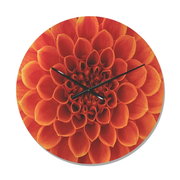 Designart 'Dense Petals With Brown Flower' Modern Wood Wall Clock