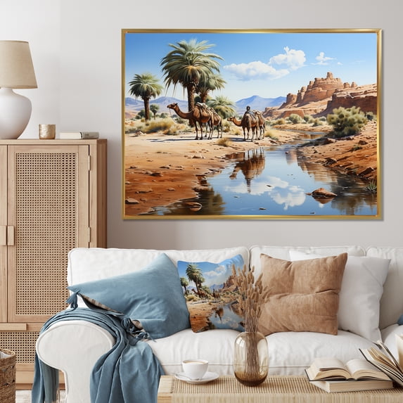 Designart "Depicting the Sands of the Sahara II" Animals Floater Framed Wall Art Print