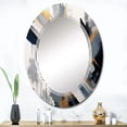 thumbnail image 1 of Designart "Depth Corner in Black and Gold II" Abstract Shapes Round Wall Mirror - Modern Oval Printed Decorative Oversized Mirror - Multiple Color Options, 1 of 4