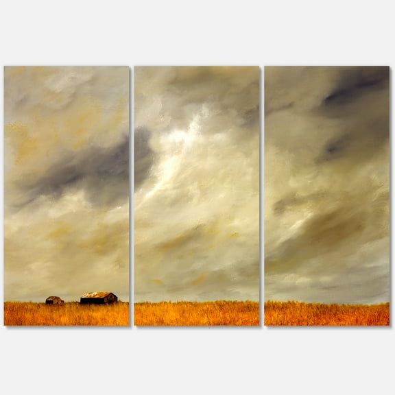 Designart ' Desert Farmhouse Under Cloudy Sky I ' Farmhouse Canvas Wall Art Print