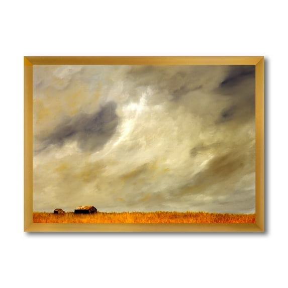 Designart 'Desert Farmhouse Under Cloudy Sky I' Farmhouse Framed Art Print