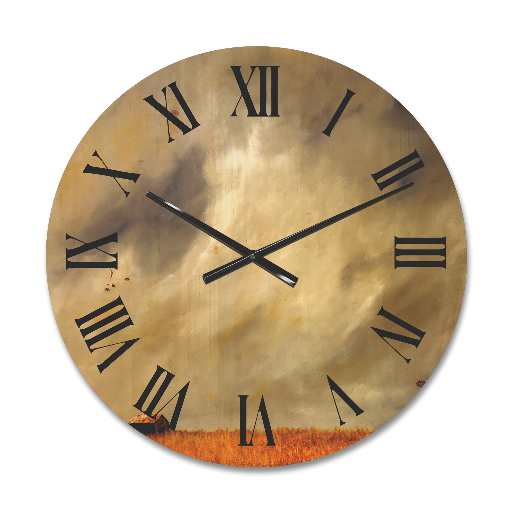 Designart 'Desert Farmhouse Under Cloudy Sky I' Farmhouse Wood Wall Clock