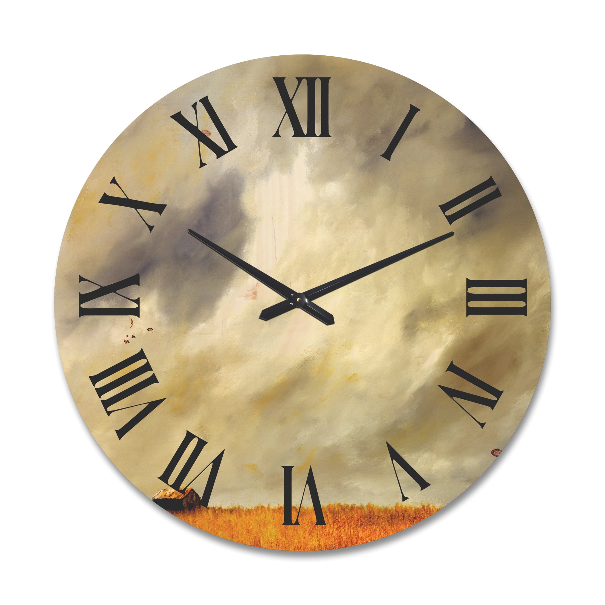 Designart 'Desert Farmhouse Under Cloudy Sky I' Farmhouse Wood Wall Clock