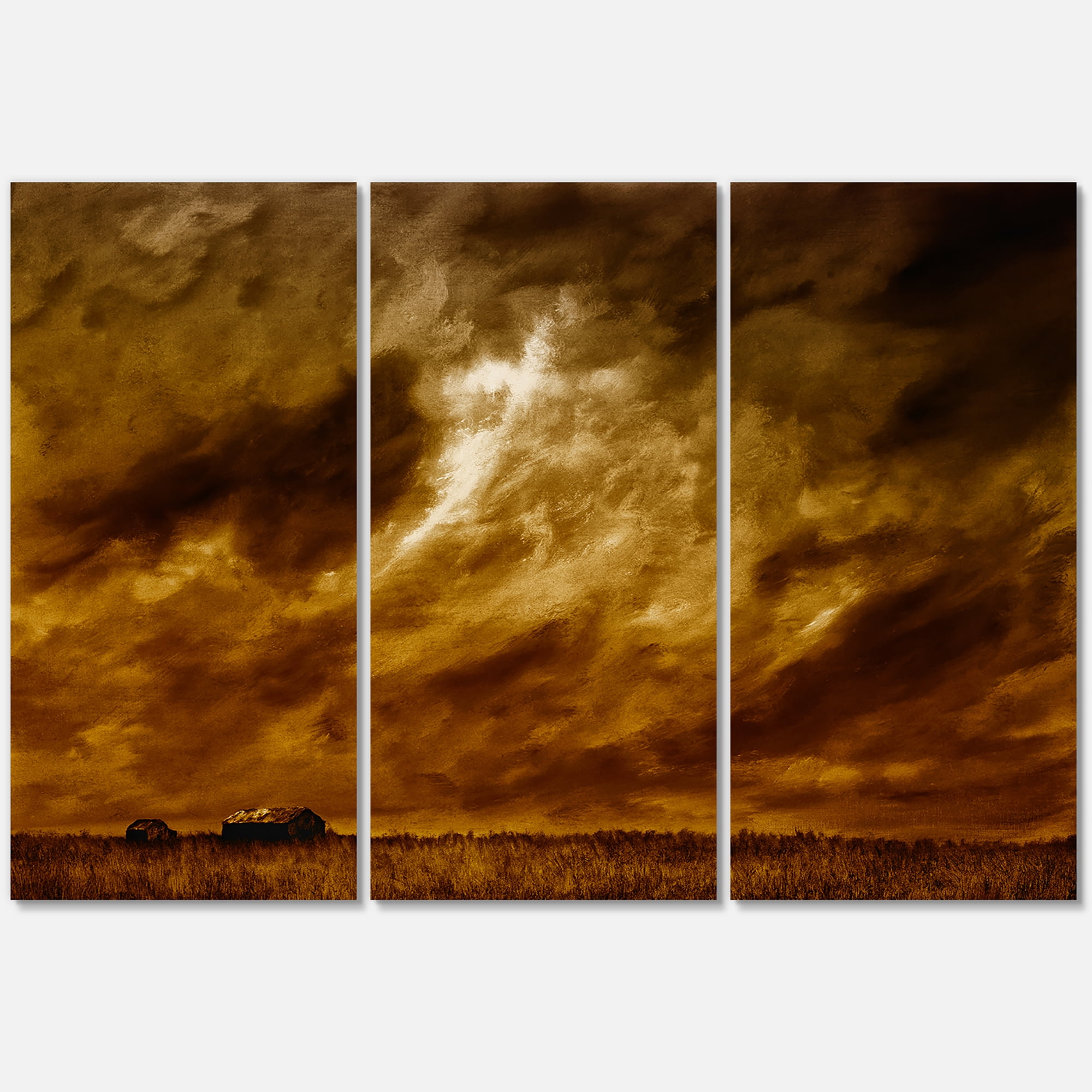 Designart ' Desert Farmhouse Under Cloudy Sky II ' Farmhouse Canvas Wall Art Print