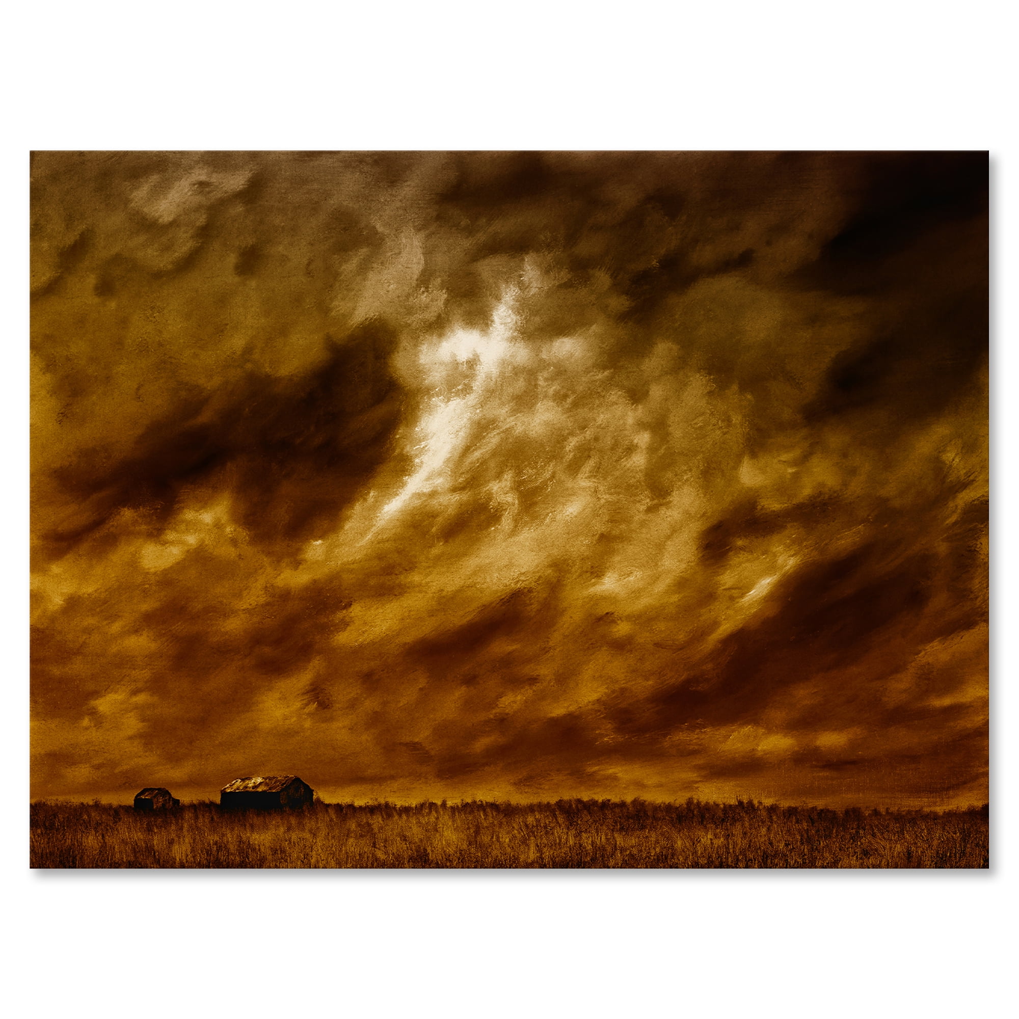 Designart ' Desert Farmhouse Under Cloudy Sky II ' Farmhouse Canvas Wall Art Print