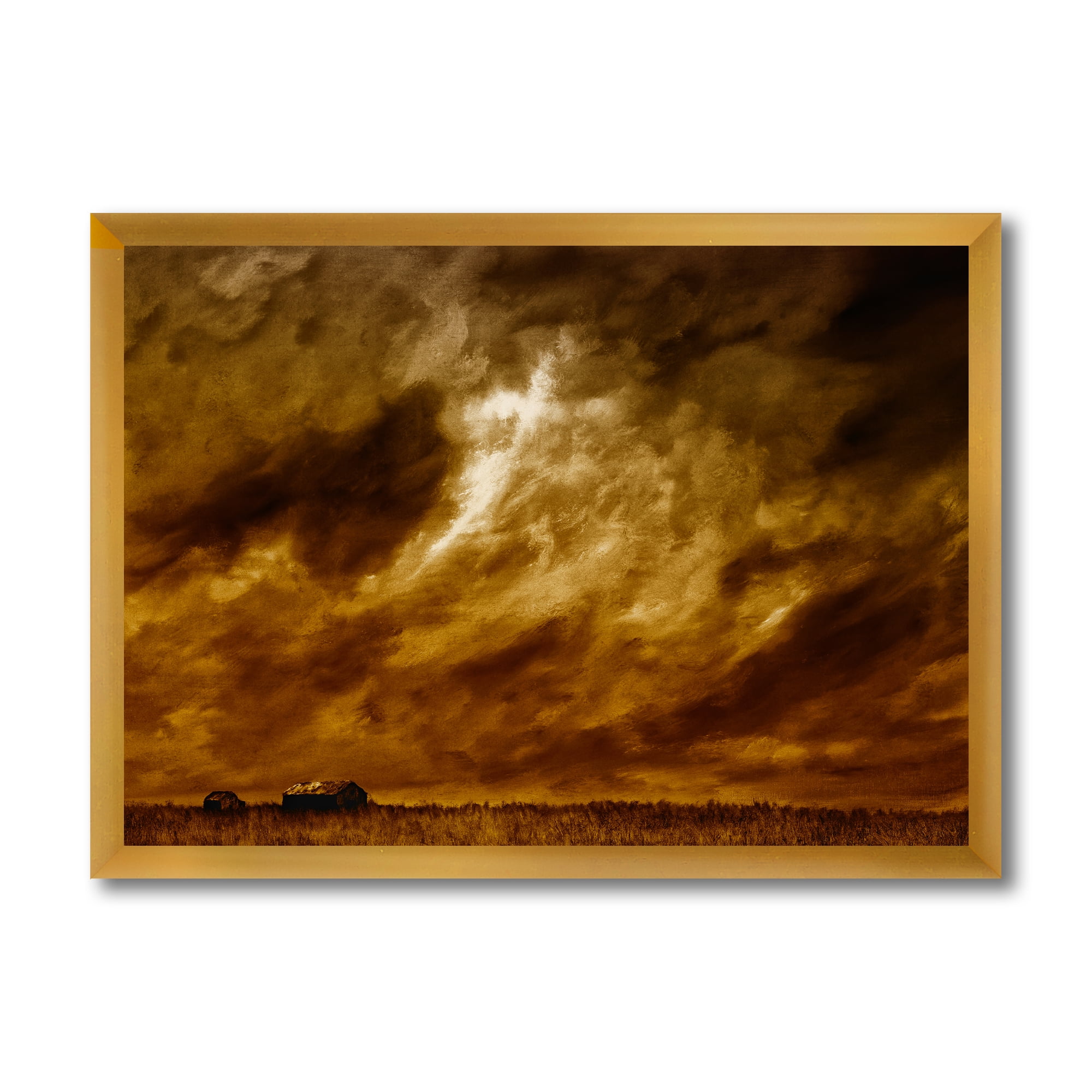 Designart 'Desert Farmhouse Under Cloudy Sky II' Farmhouse Framed Art Print