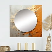 Designart "Desert Mirage Spiral in Gold and Orange III" abstract spirals Square Mirror For Wall Decor - Large Gold Square Printed Wall Mirror Art - Square Modern Mirror - Wall Mounted Mirror