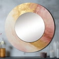 thumbnail image 1 of Designart "Desert Mirage Spiral in Gold and Pink I" Abstract Spirals Rund Mirror For Wall Decor - Large Gold Round Printed Mirror -Modern Round Living Room Mirror - 29" x 29", 1 of 6