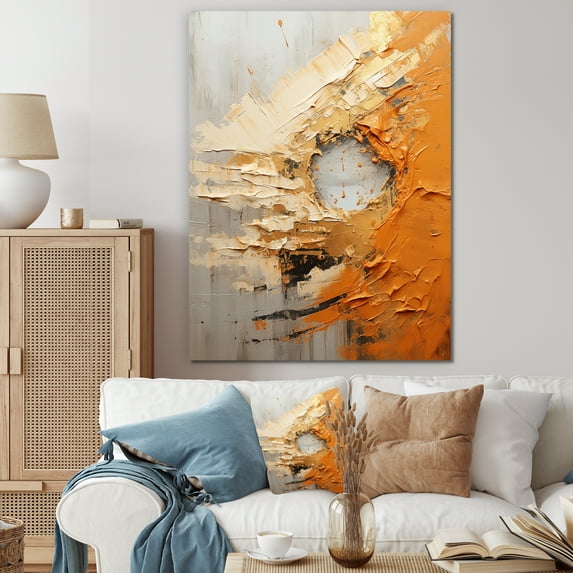 Designart "Desert Mirage Spiral In Gold And Orange III" Abstract Spirals Canvas Prints
