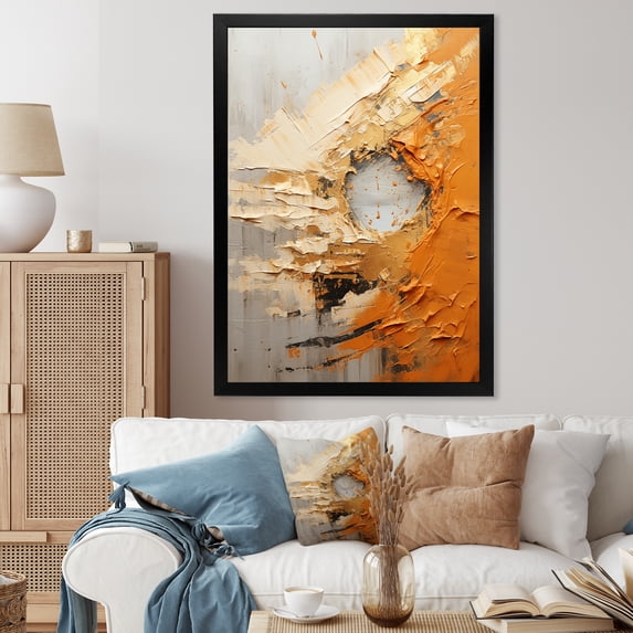 Designart "Desert Mirage Spiral In Gold And Orange III" Abstract Spirals Picture Framed Canvas Prints