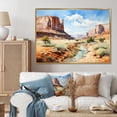 thumbnail image 1 of Designart "Desert Oasis Green and Beige Mountain Escape II" Landscapes Floater Framed Wall Decor, 1 of 7