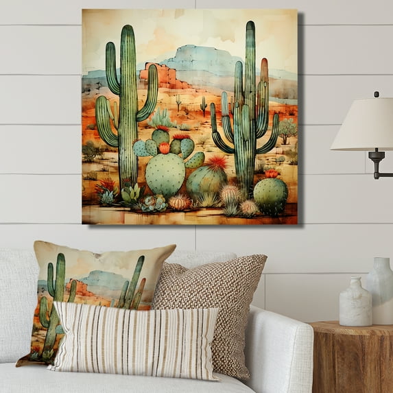 Designart "Desert Serenity Tranquility in Mexican Landscapes II" People Wall Art - Global Green Mexican Art Bedroom Canvas Wall Art