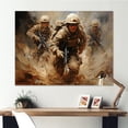 thumbnail image 1 of Designart "Desert Soldier on Military Patrol" Americana Wall Art - Global Brown Military Living Room Canvas Art, 1 of 4