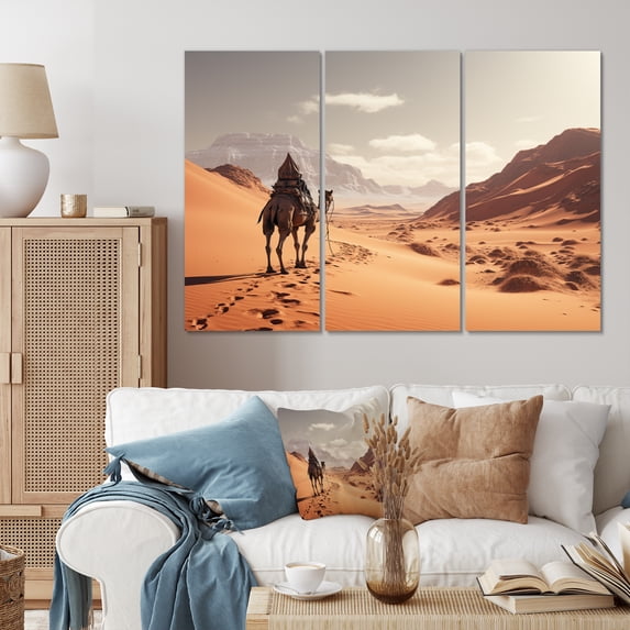 Designart "Desert Wanderer Camel III" Animals Metal Wall Décor Set