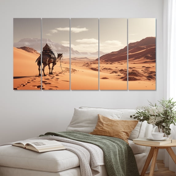 Designart "Desert Wanderer Camel III" Animals Metal Wall Décor Set
