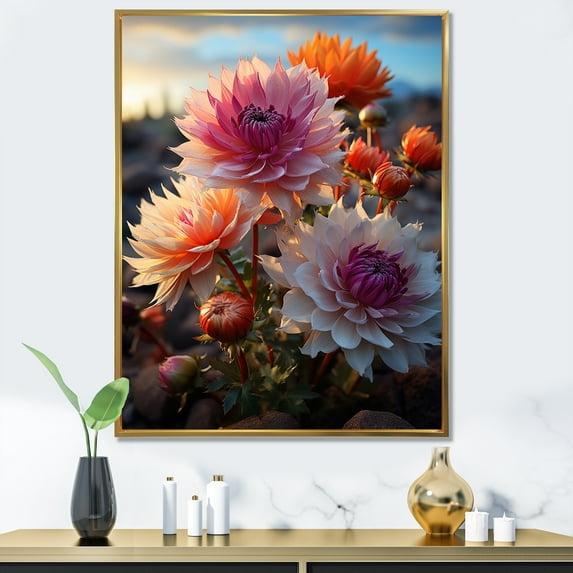 Designart "Desert happiness Cactus III" Floral & Botanical Floater Framed Canvas Print