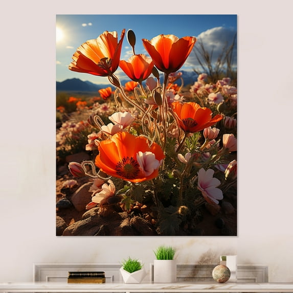 Designart "Desert happiness Flowers" Desert Metal Wall Decor