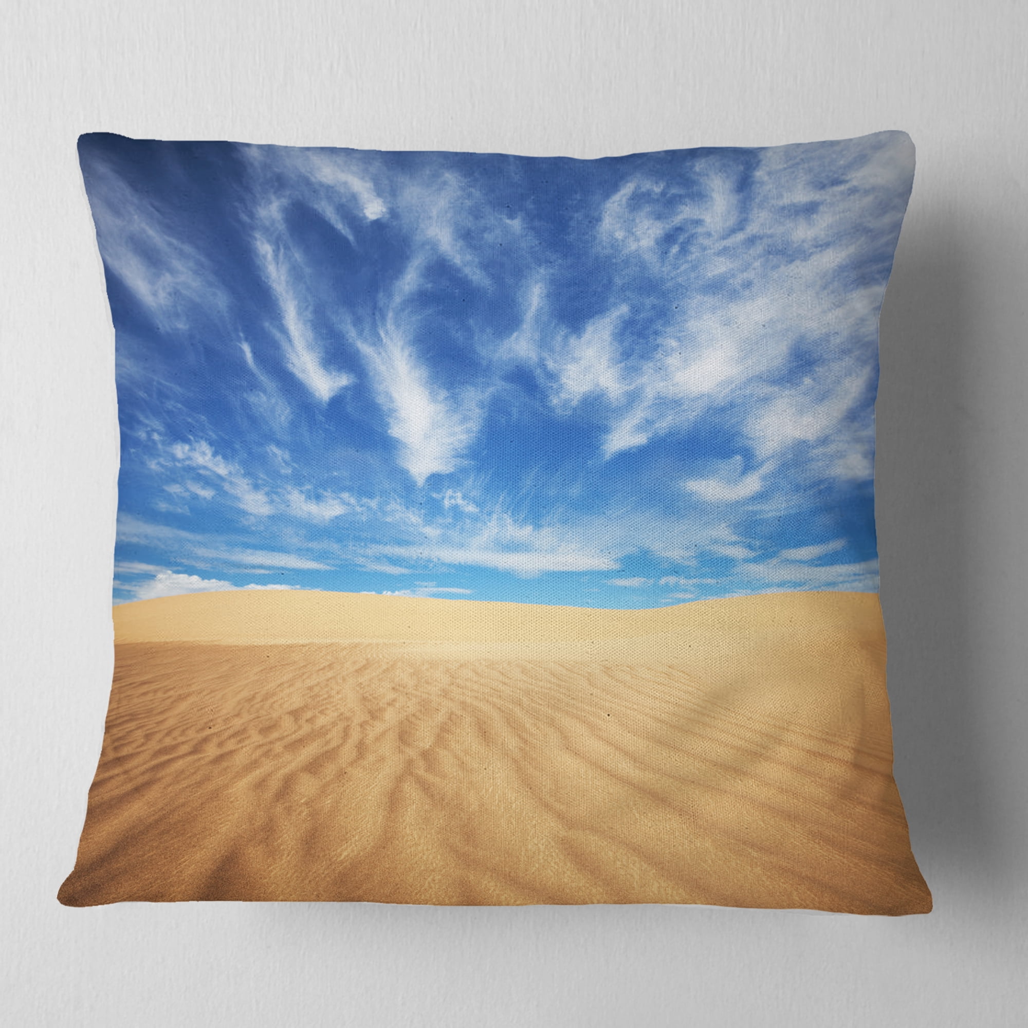 Designart Desert with Exotic Blue Sky Over - Modern Landscape Printed Throw Pillow - 16x16