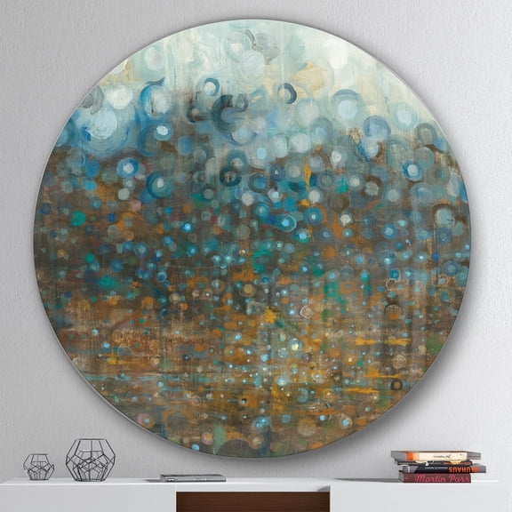 Designart 'Designart 'Blue and Bronze Dots' Geometric Metal Circle Wall Art