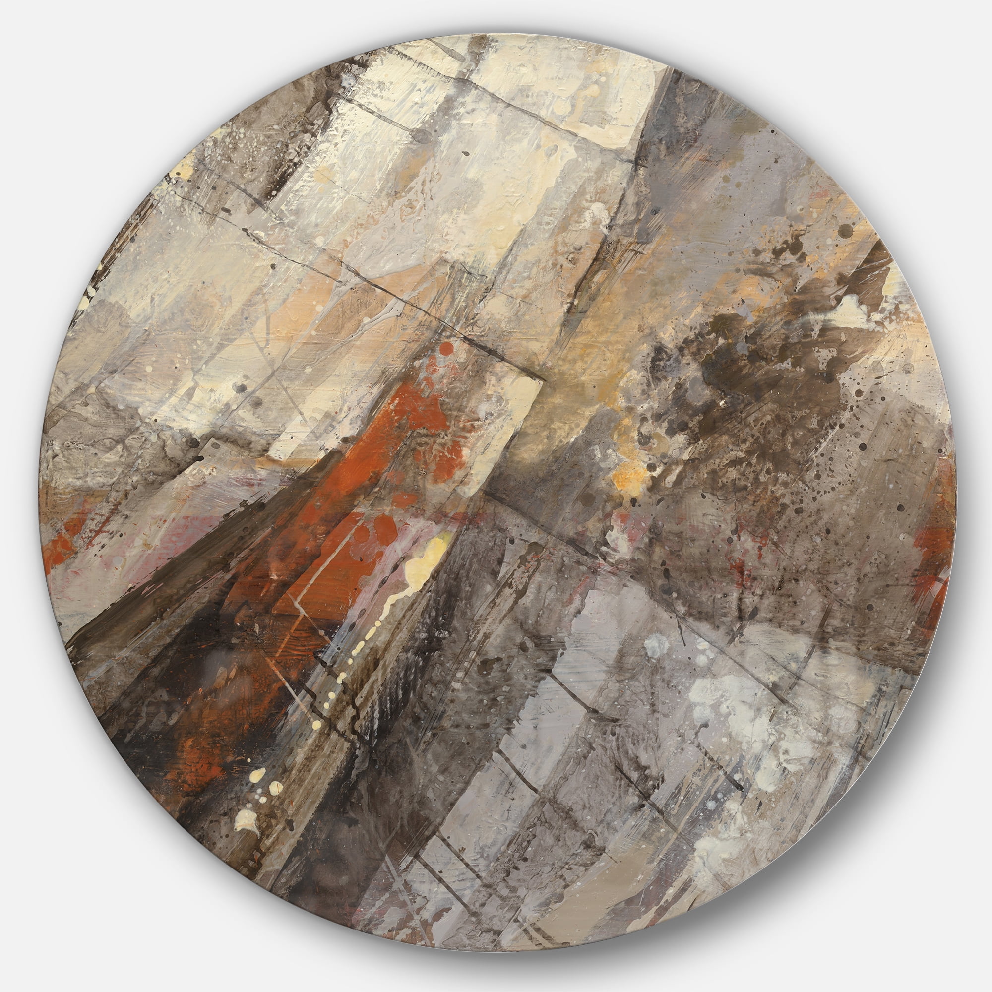 Designart 'Designart 'Fire and Ice Minerals III' Geometric Metal Circle Wall Art