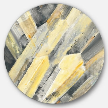 Designart 'Designart 'Geometric Beige Glacier' Geometric Metal Circle Wall Art