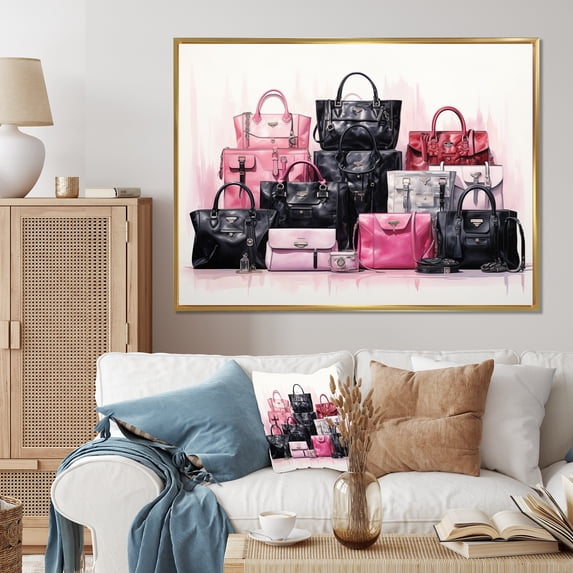 Designart "Designer Bags All I Need II" Fashion Floater Framed Wall Art Print