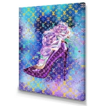Designart Designer Purple Floral Heel Canvas Wall Art