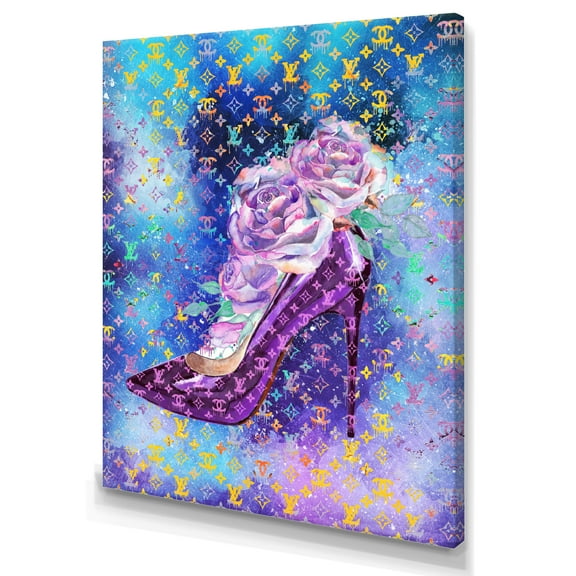 Designart Designer Purple Floral Heel Canvas Wall Art