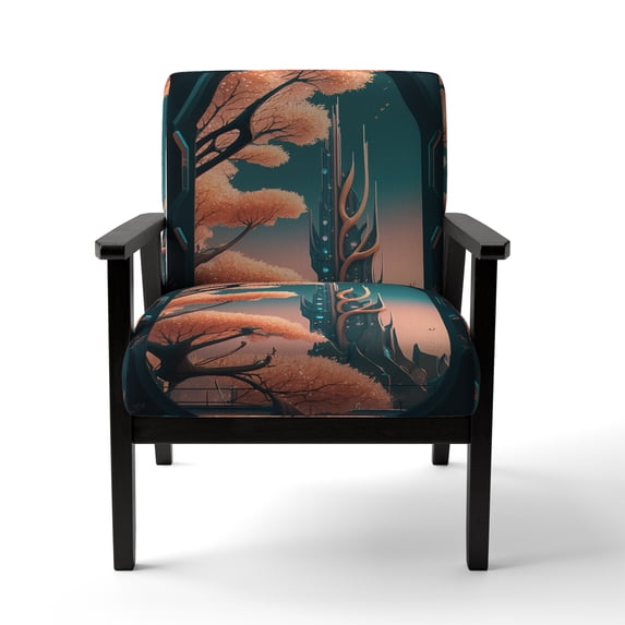 Designart "Designs from the Future I" White Industrial Upholstered Accent Chair - Traditional Arm Chair For Bedroom