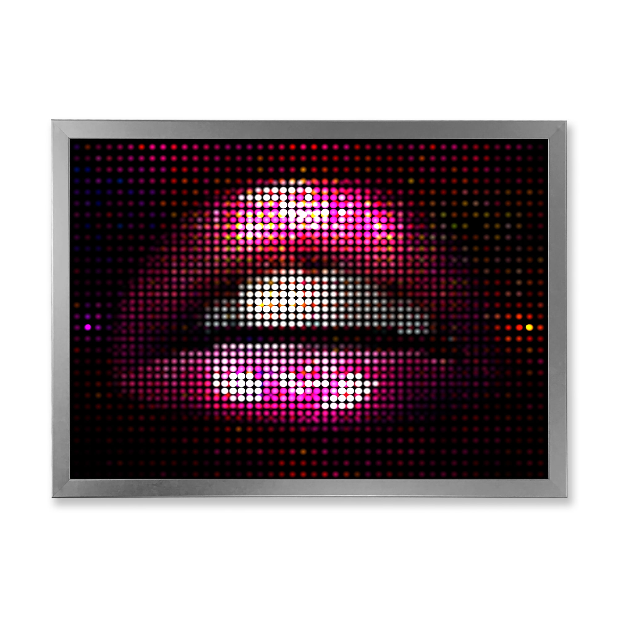 Designart 'Detail Of Pixellated Pink Woman Lips' Modern Framed Art Print