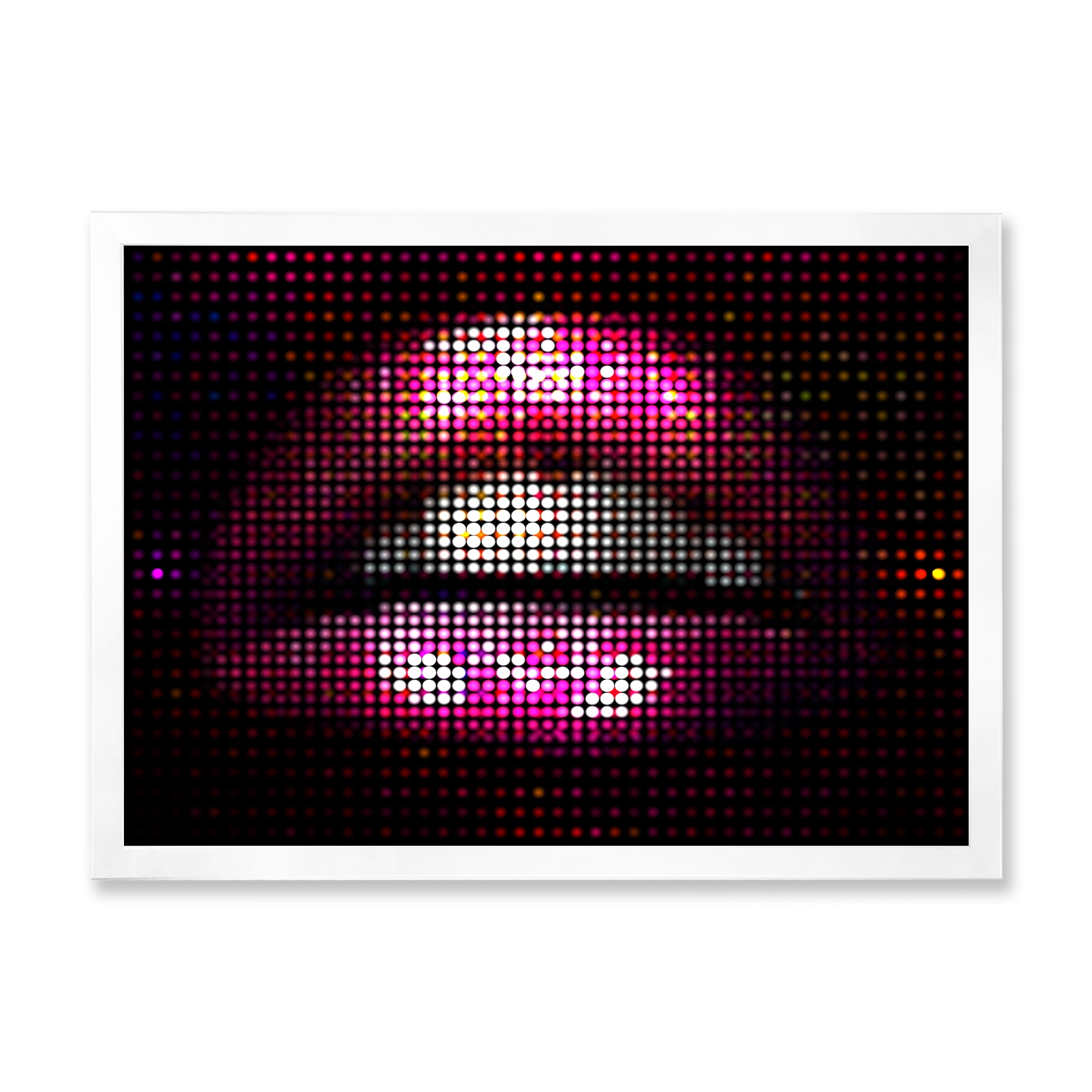 Designart 'Detail Of Pixellated Pink Woman Lips' Modern Framed Art Print