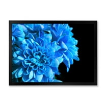 Designart 'Detail of Blue Flowers On Black Background I' Traditional Framed Art Print