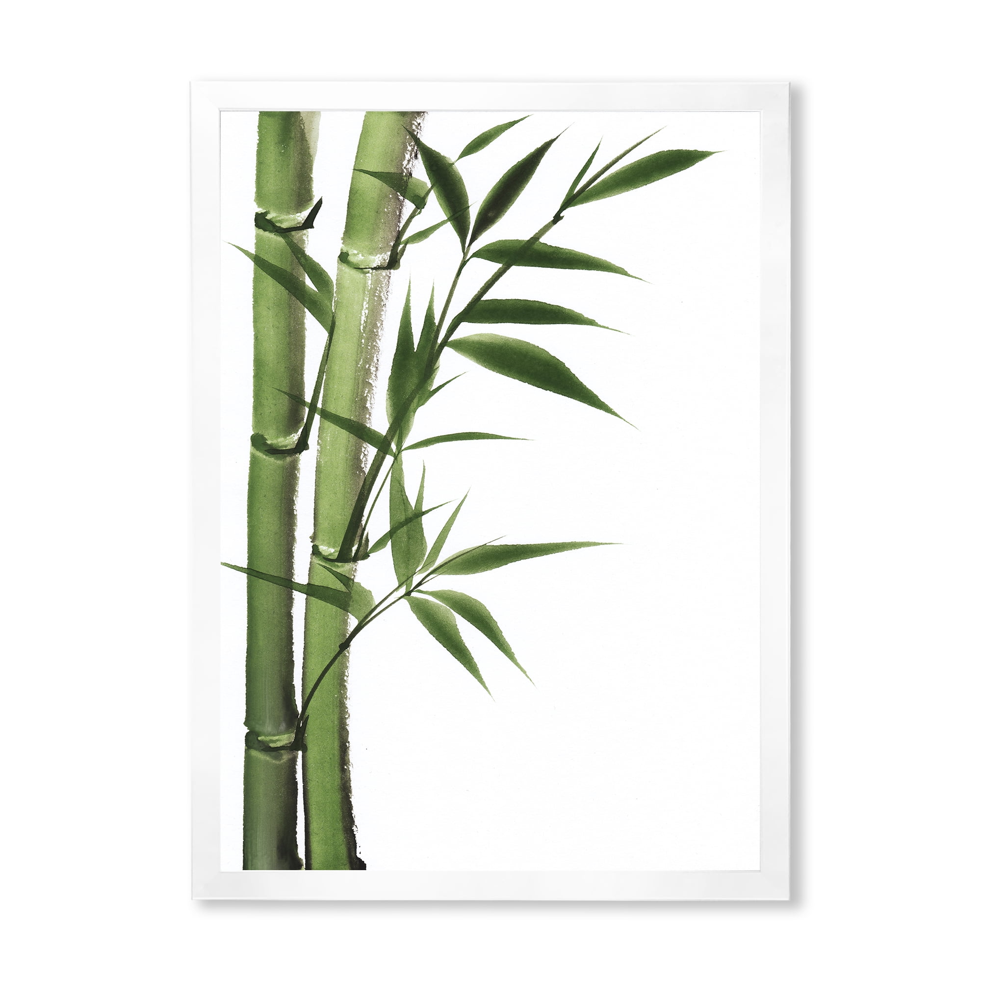 Designart 'Detail of Dark Green Bamboo and Leaves I' Traditional Framed Art Print