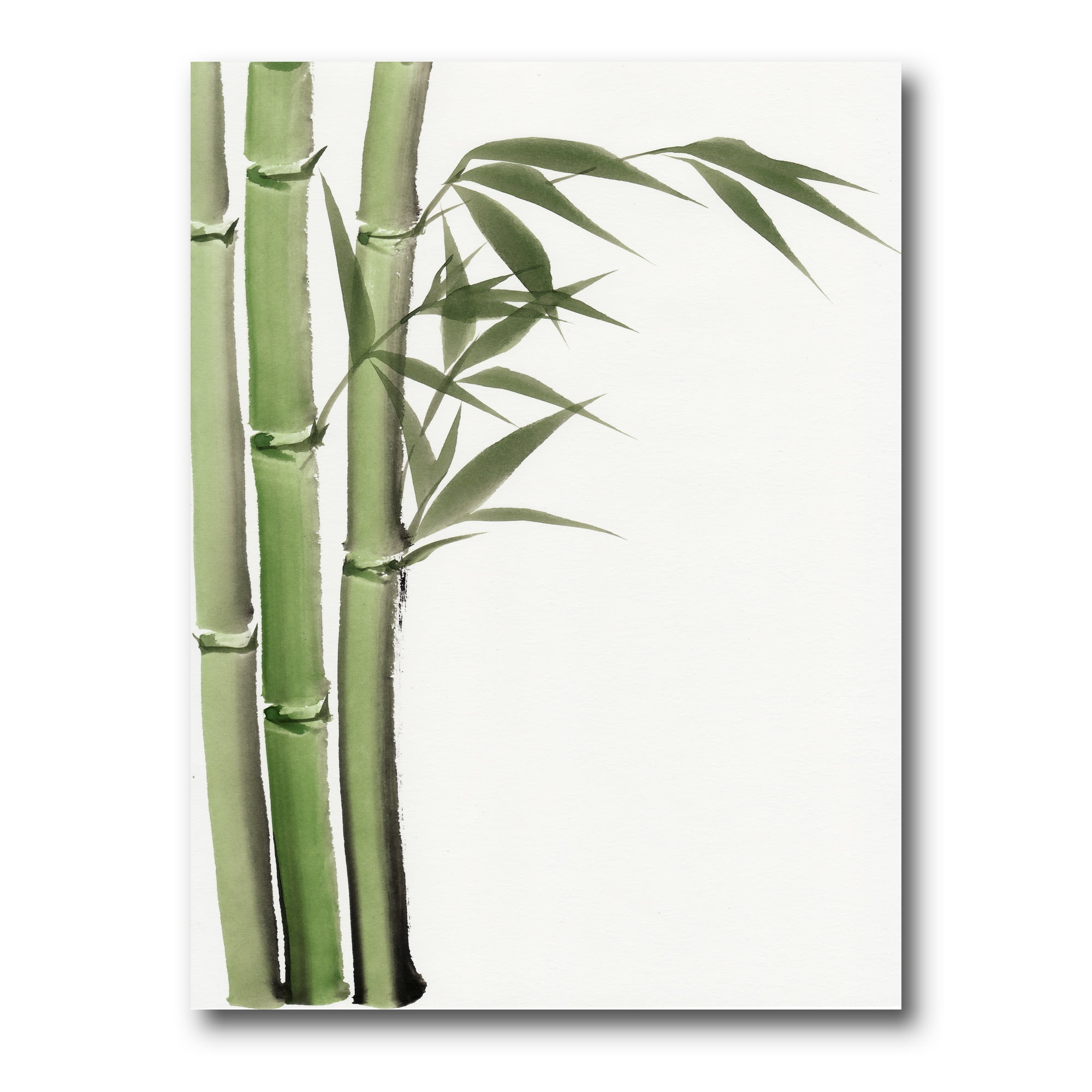 Designart ' Detail of Dark Green Bamboo and Leaves IV ' Traditional Canvas Wall Art Print