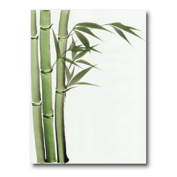 Designart ' Detail of Dark Green Bamboo and Leaves IV ' Traditional Canvas Wall Art Print