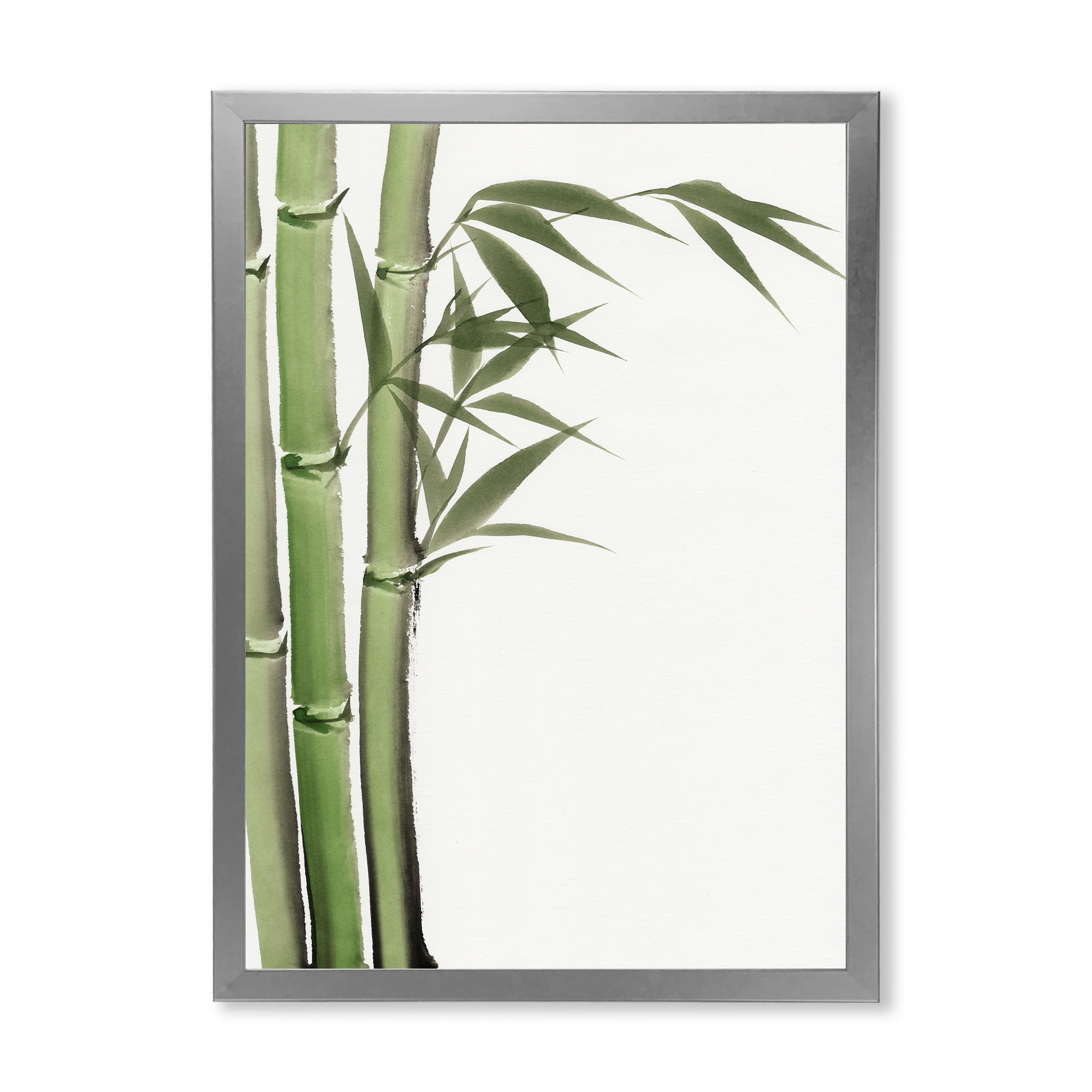 Designart 'Detail of Dark Green Bamboo and Leaves IV' Traditional Framed Art Print