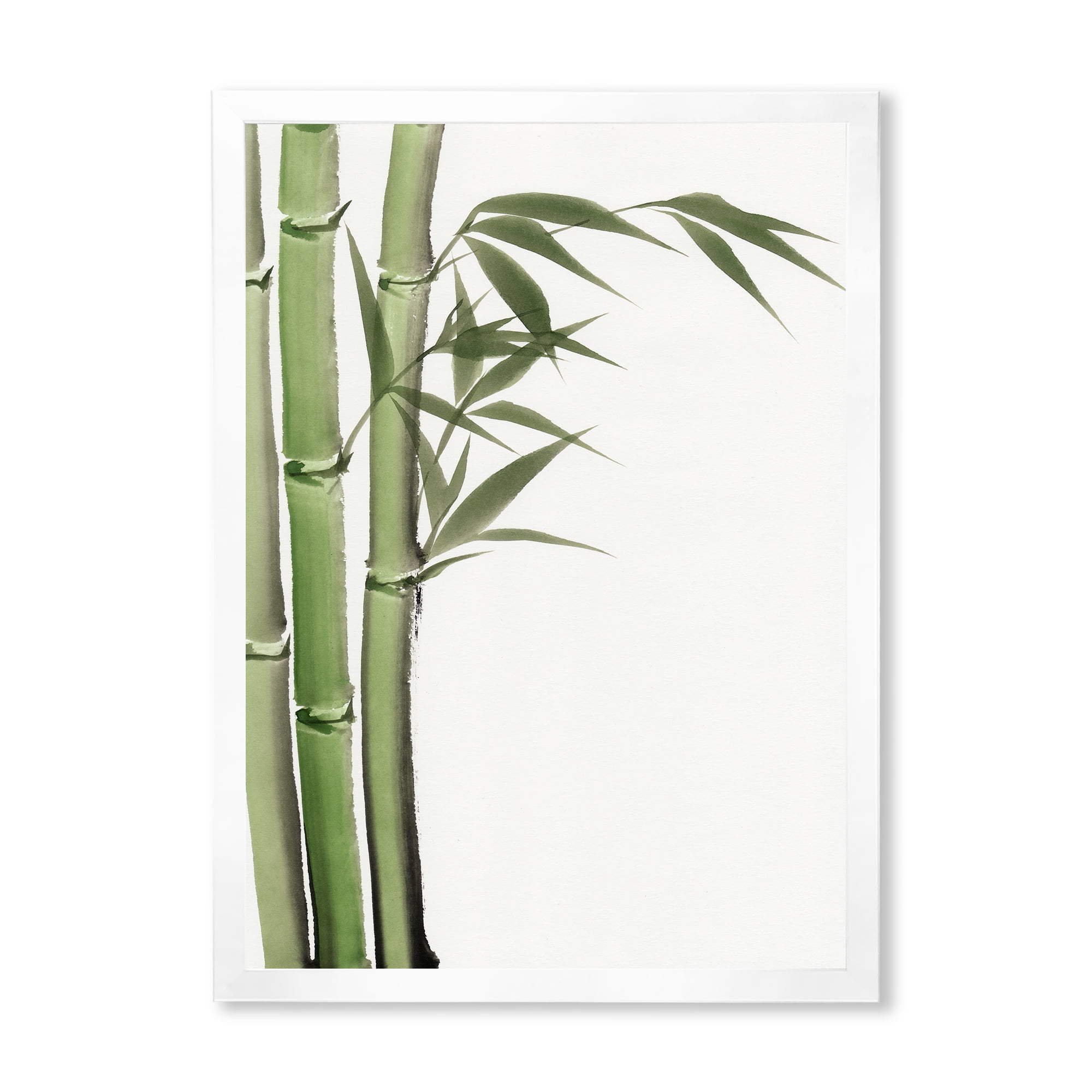Designart 'Detail of Dark Green Bamboo and Leaves IV' Traditional Framed Art Print
